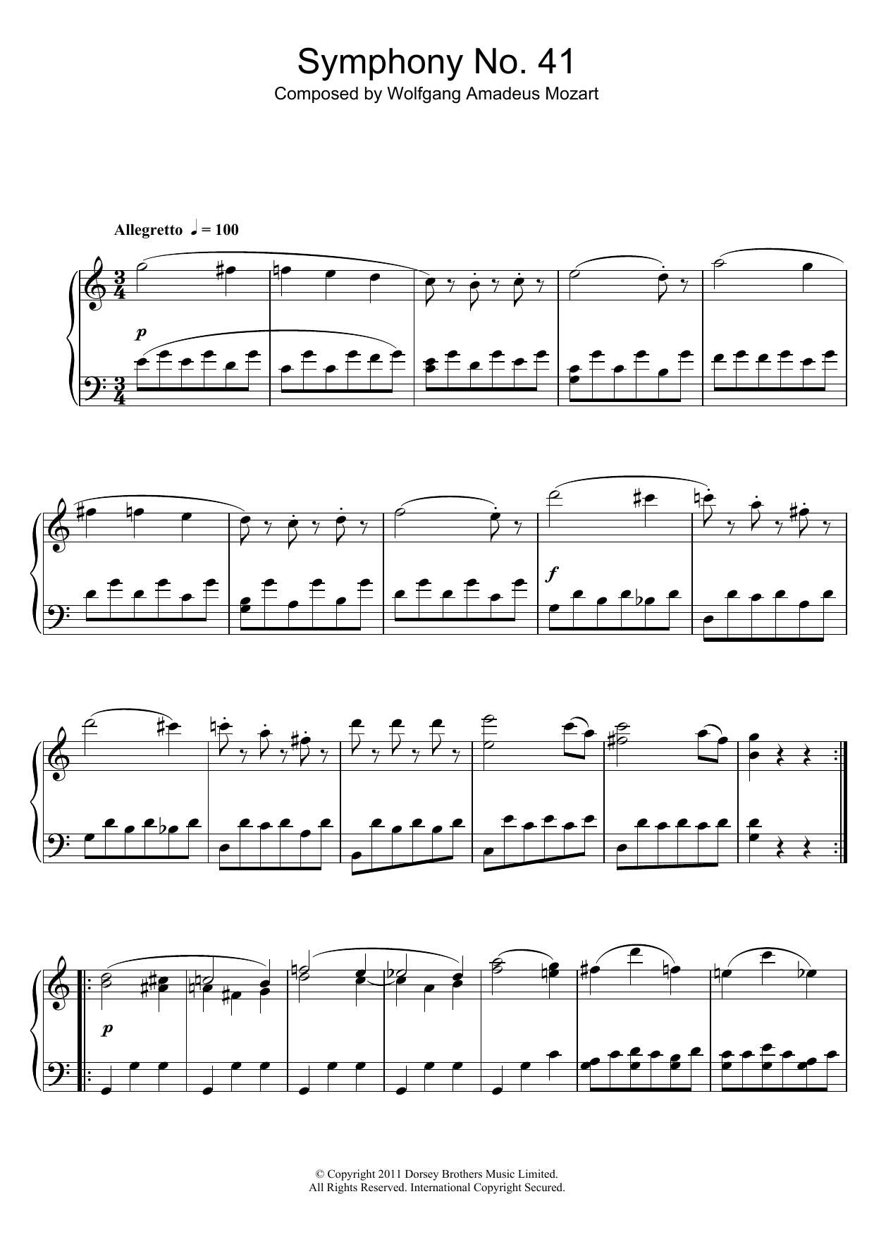 Download Wolfgang Amadeus Mozart Symphony No.41 ‘Jupiter' (3rd Movemen Sheet Music