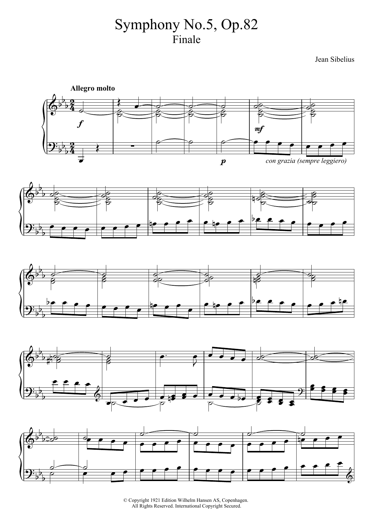 Download Jean Sibelius Symphony No.5, Op.82 (Finale) Sheet Music