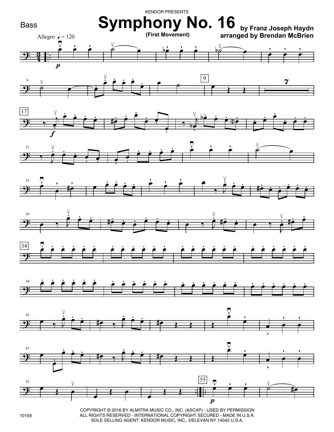 Download Brian McBrien Symphony No. 16 (First Movement) - Bass Sheet Music