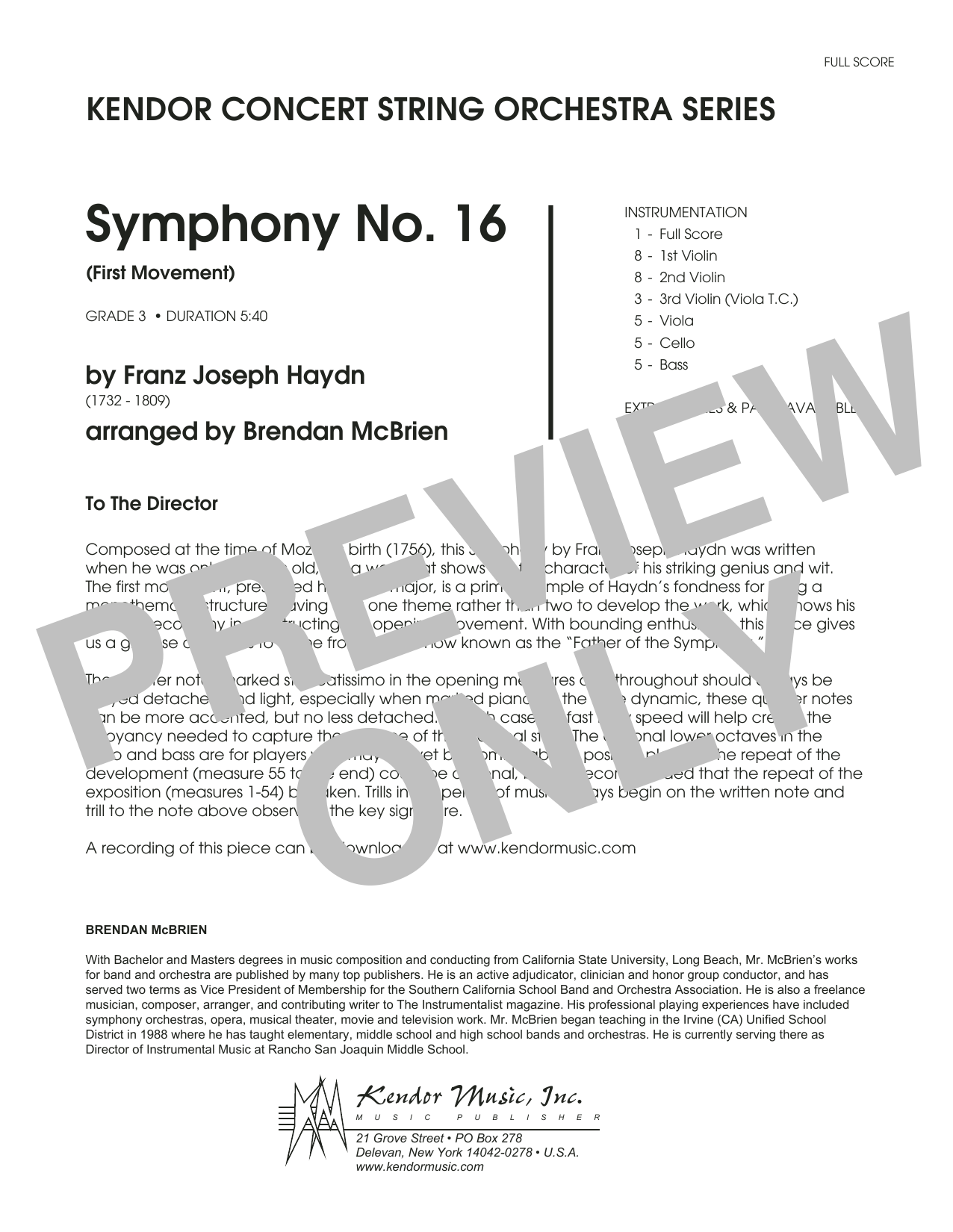 Download Brian McBrien Symphony No. 16 (First Movement) - Full Sheet Music