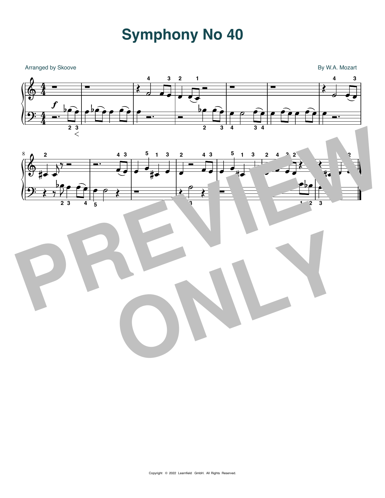 Download W.A. Mozart Symphony No. 40 (arr. Skoove) Sheet Music