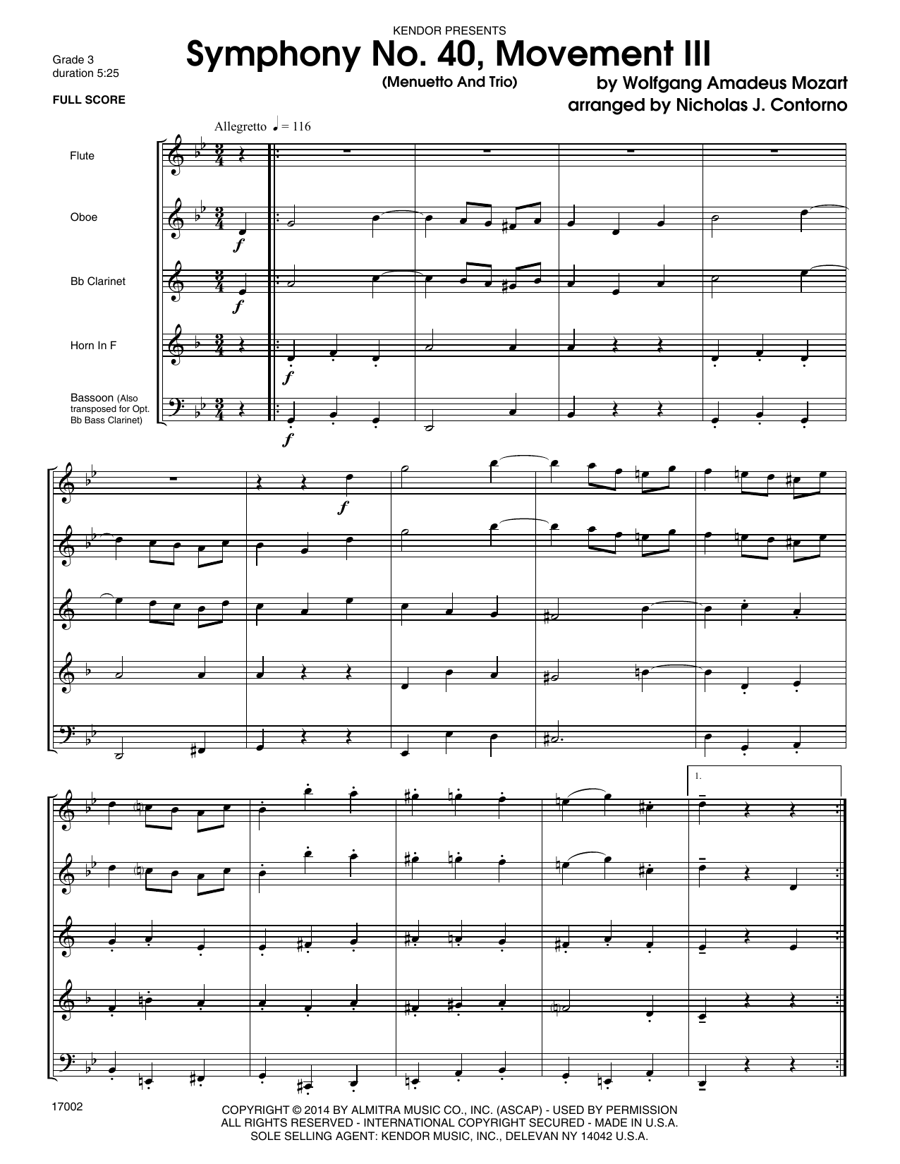 Download Nicholas Contorno Symphony No. 40, Movement III (Menuetto Sheet Music