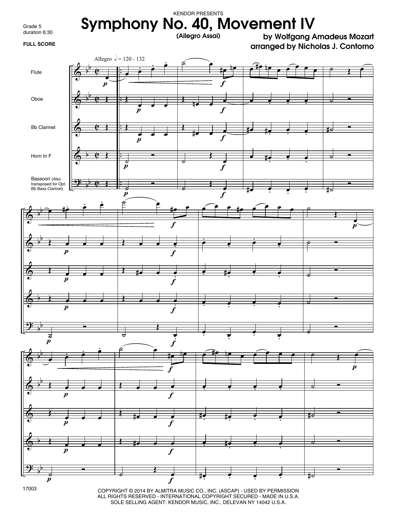 Download Nicholas Contorno Symphony No. 40, Movement IV (Allegro A Sheet Music