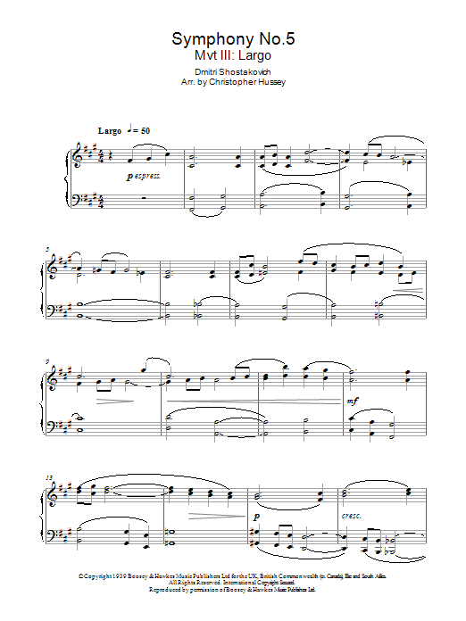 Download Dmitri Shostakovich Symphony No. 5 Sheet Music