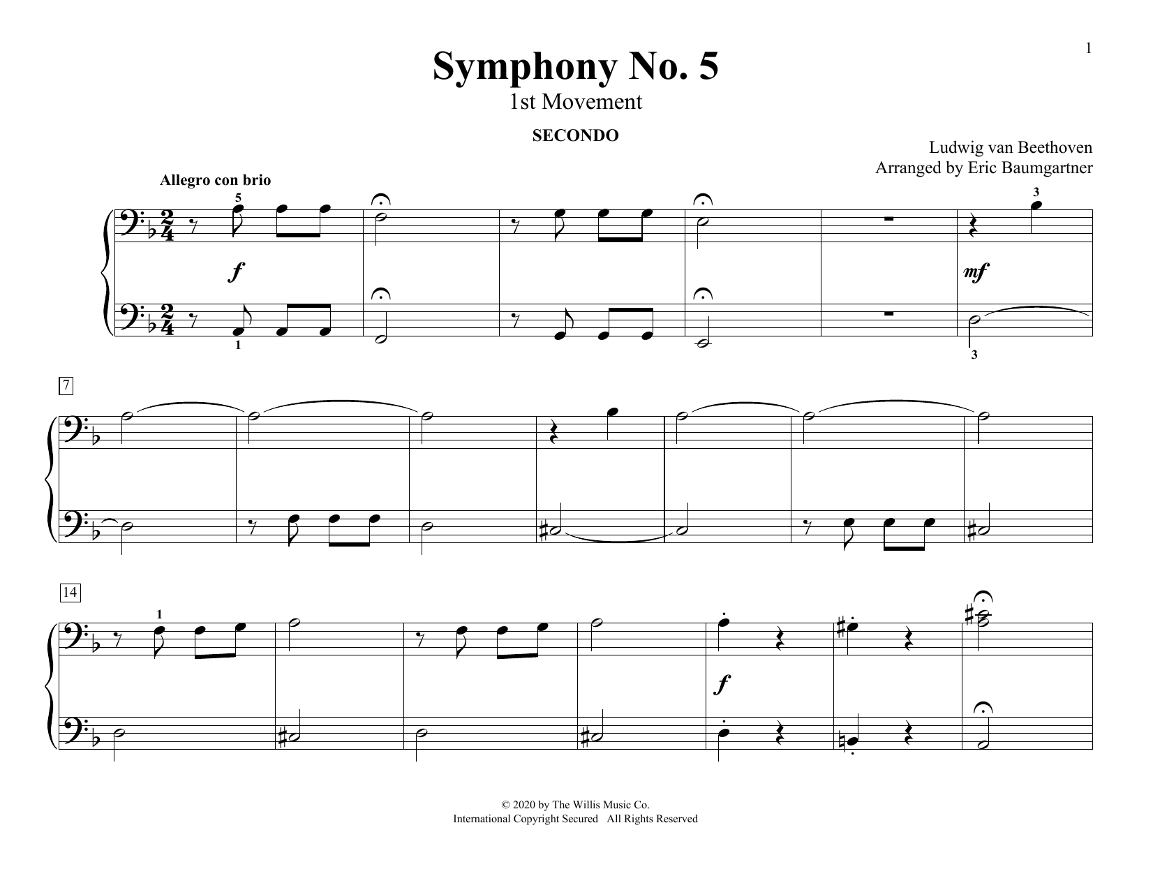 Download Ludwig van Beethoven Symphony No. 5 (1st Movement) (arr. Eri Sheet Music