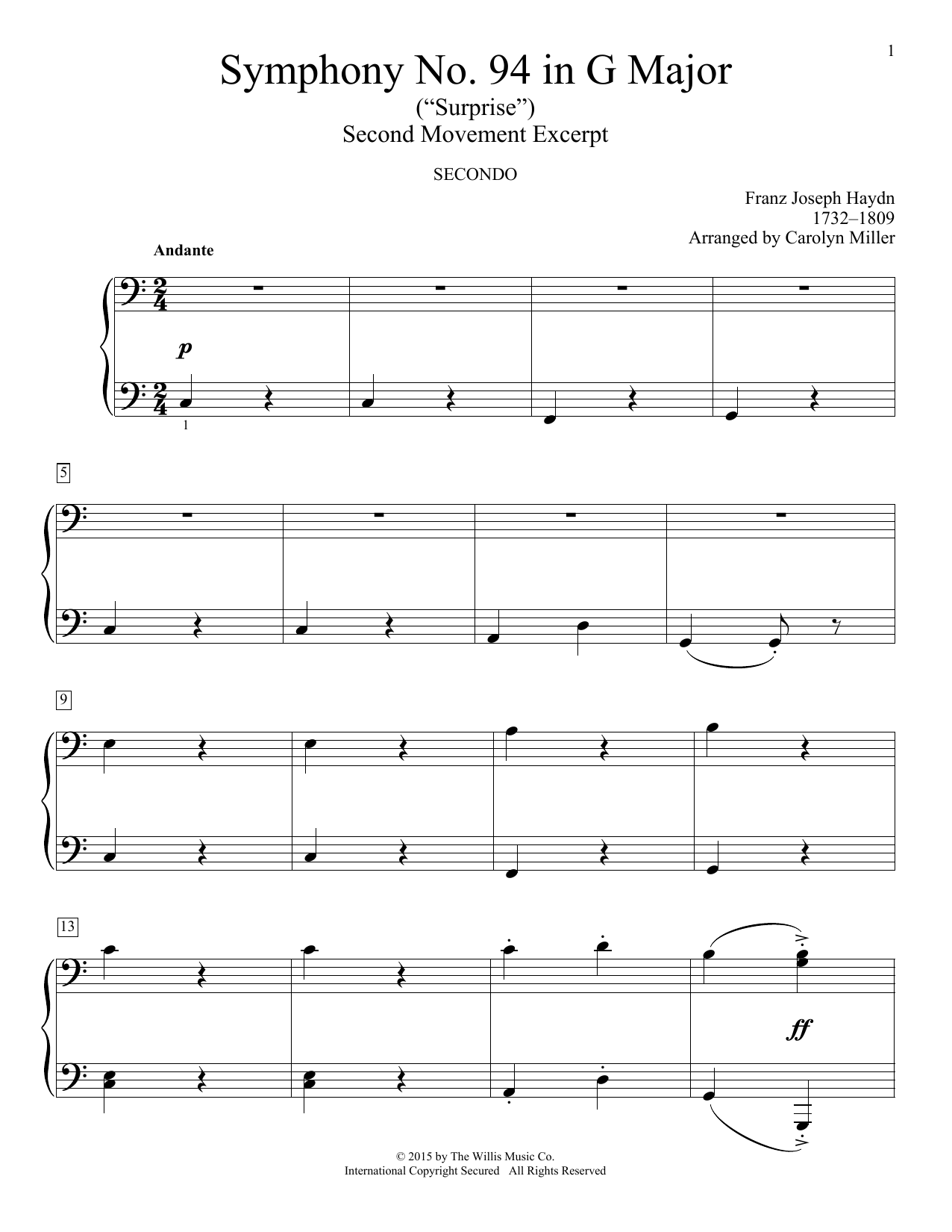 Download Franz Joseph Haydn Symphony No. 94 In G Major (Surprise), Sheet Music