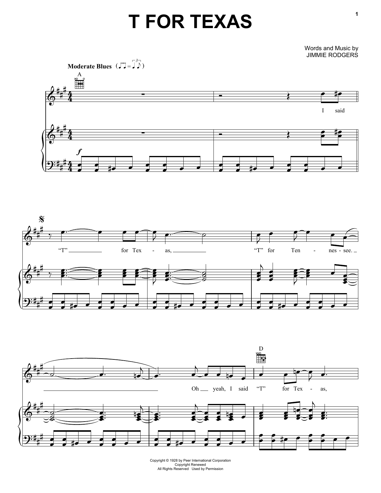 Download Tompall Glaser T For Texas Sheet Music