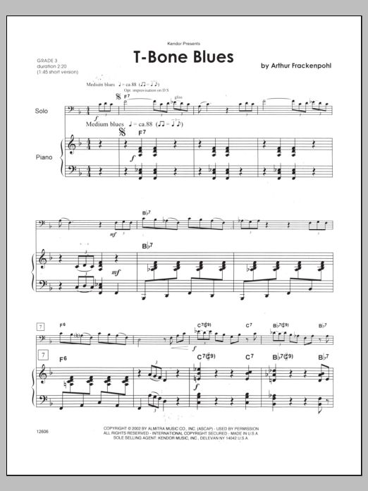 Download Arthur Frackenpohl T-bone Blues - Piano Sheet Music