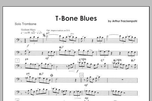 Download Arthur Frackenpohl T-bone Blues - Solo Trombone Sheet Music