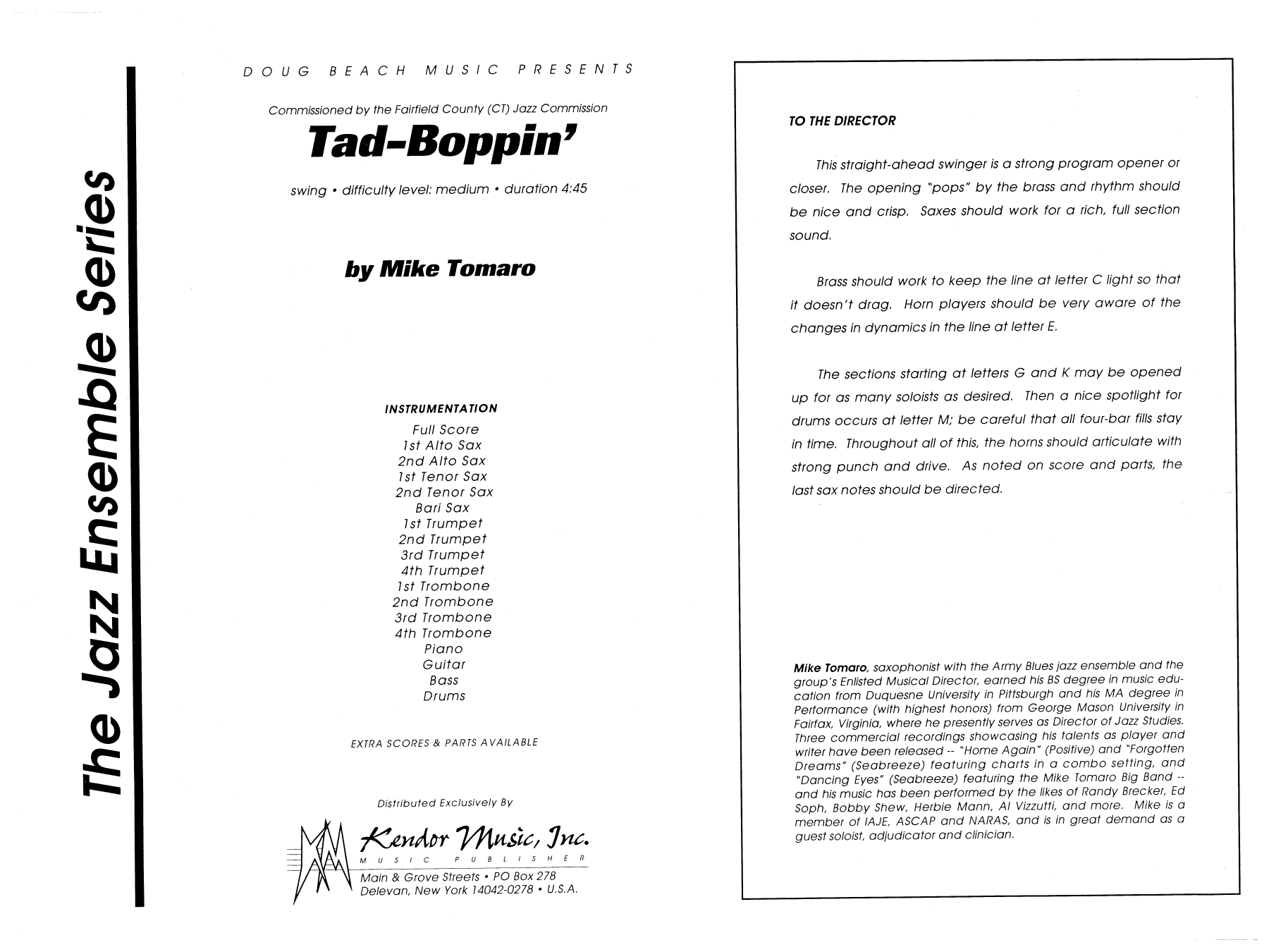 Download Mike Tomaro Tad-Boppin - Full Score Sheet Music