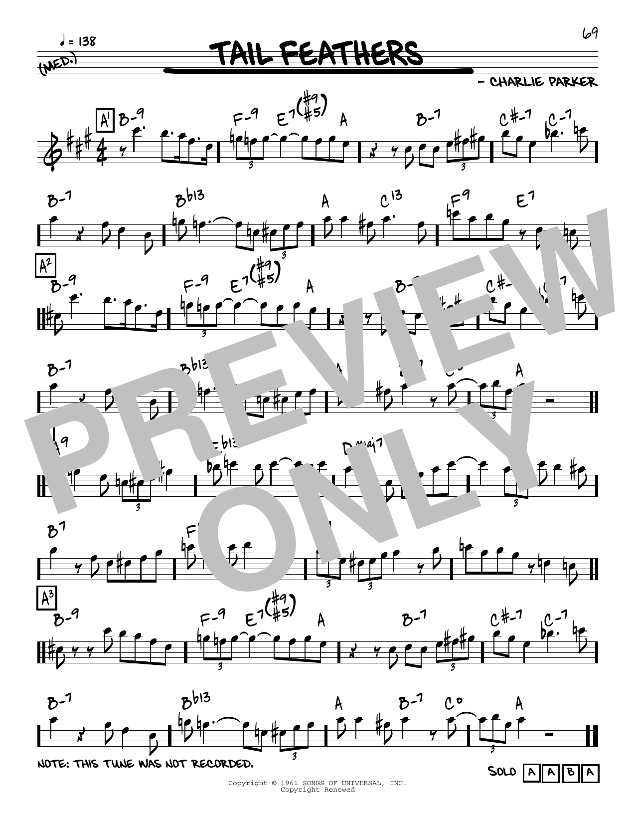 Download Charlie Parker Tail Feathers Sheet Music