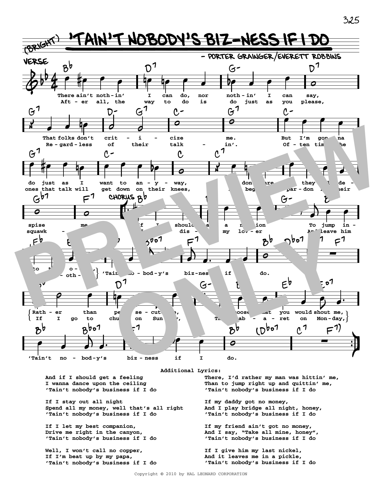 Download Bessie Smith Tain't Nobody's Biz-ness If I Do (arr. Sheet Music