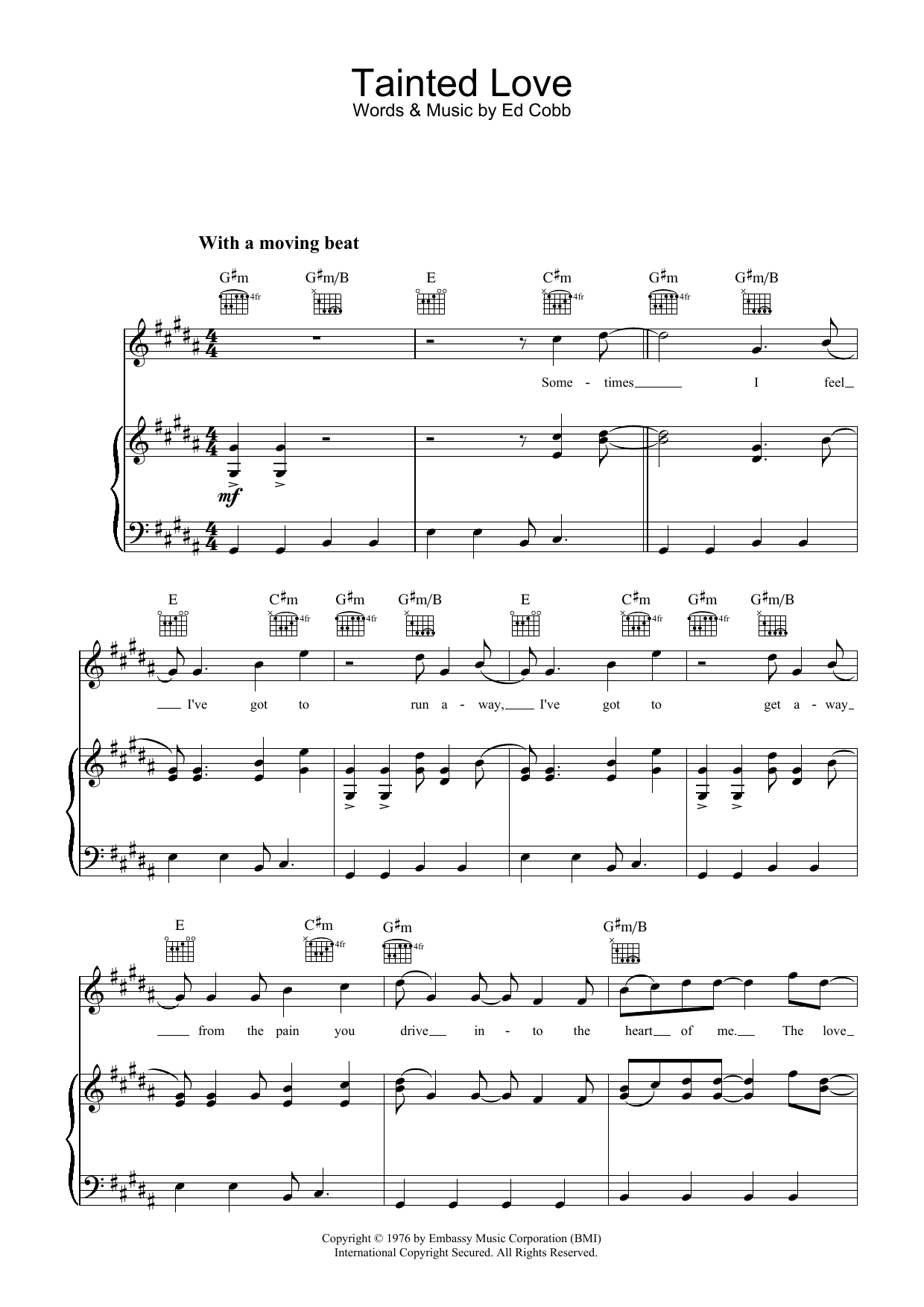 Download Marc Almond & Soft Cell Tainted Love Sheet Music