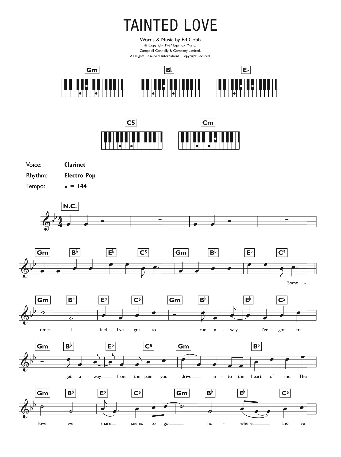 Download Soft Cell Tainted Love Sheet Music