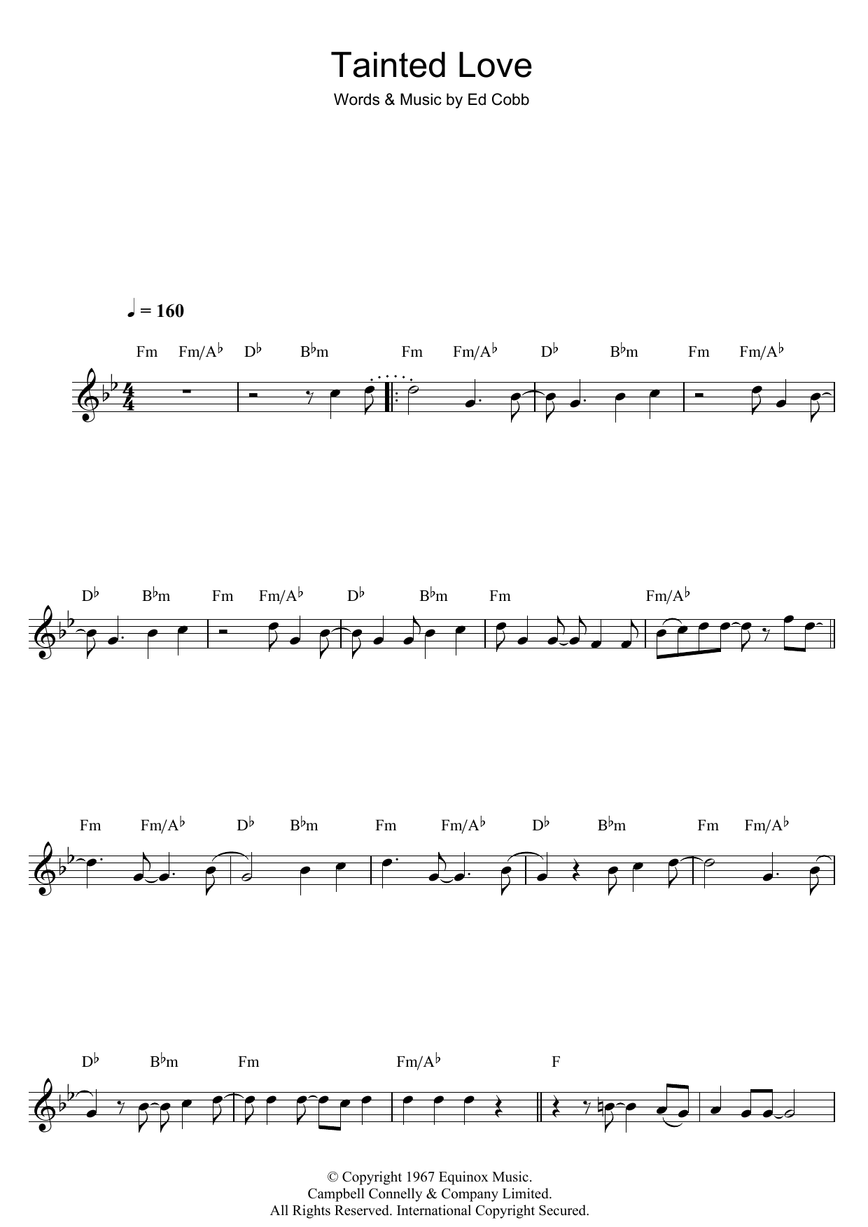 Download Soft Cell Tainted Love Sheet Music