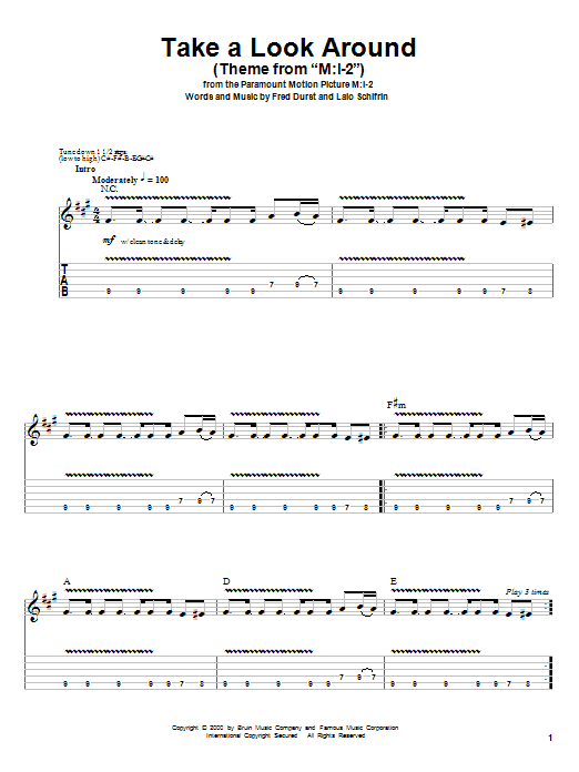 Download Limp Bizkit Take A Look Around (theme from Mission Sheet Music
