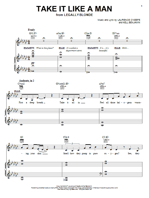 Download Legally Blonde The Musical Take It Like A Man Sheet Music