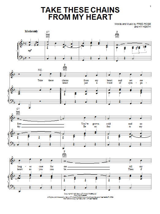 Download Hank Williams Take These Chains From My Heart Sheet Music