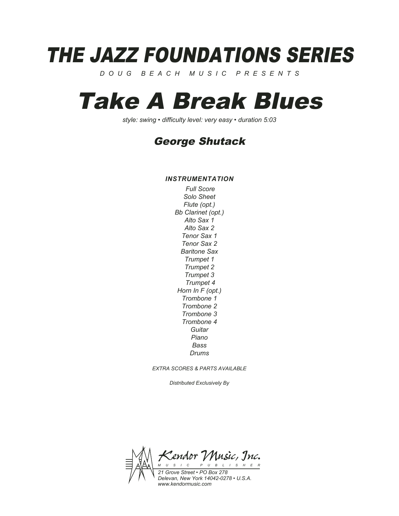 Download George Shutack Take A Break Blues - Full Score Sheet Music