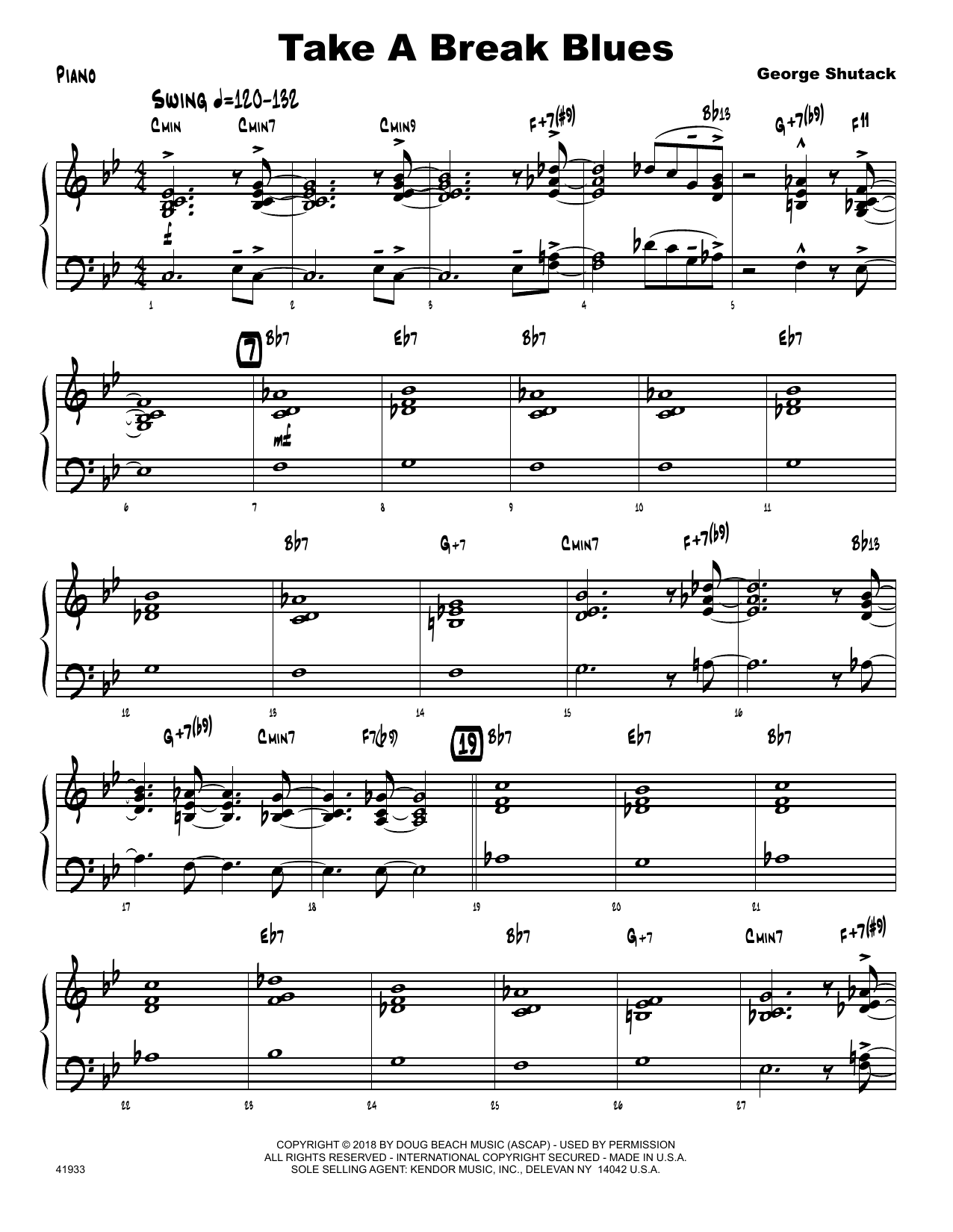Download George Shutack Take A Break Blues - Piano Sheet Music