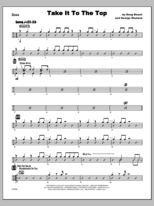 Download Beach, Shutack Take It To The Top - Drums Sheet Music