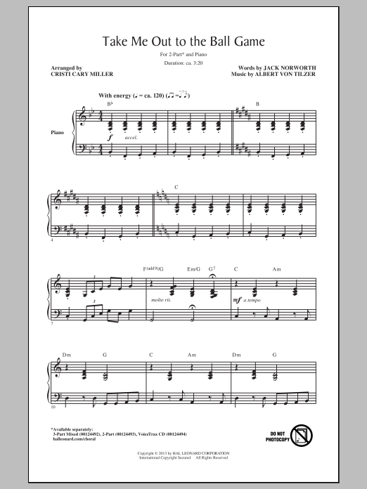 Download Cristi Cary Miller Take Me Out To The Ball Game Sheet Music
