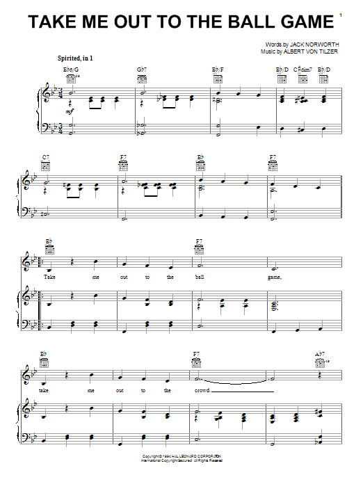 Download Jack Norworth Take Me Out To The Ball Game Sheet Music