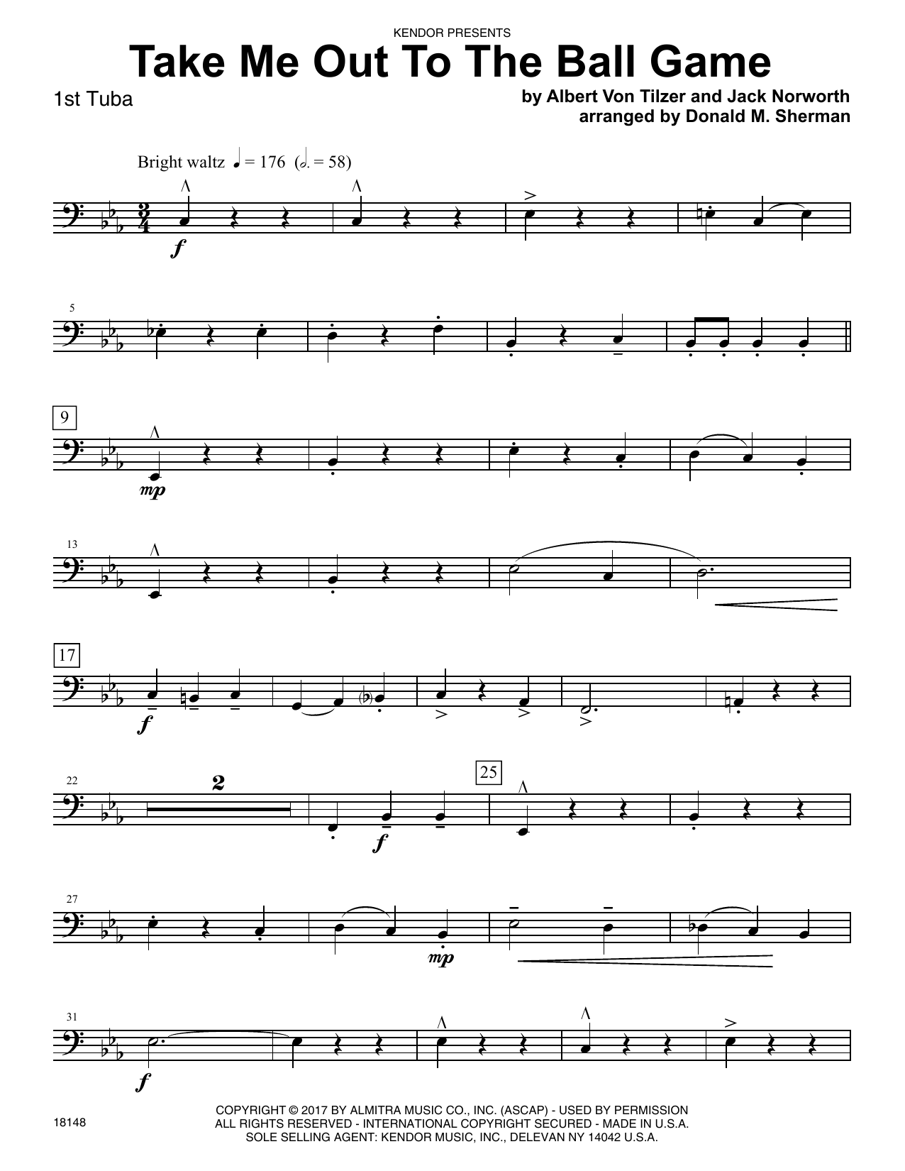 Download Donald M. Sherman Take Me Out To The Ball Game - 1st Tuba Sheet Music