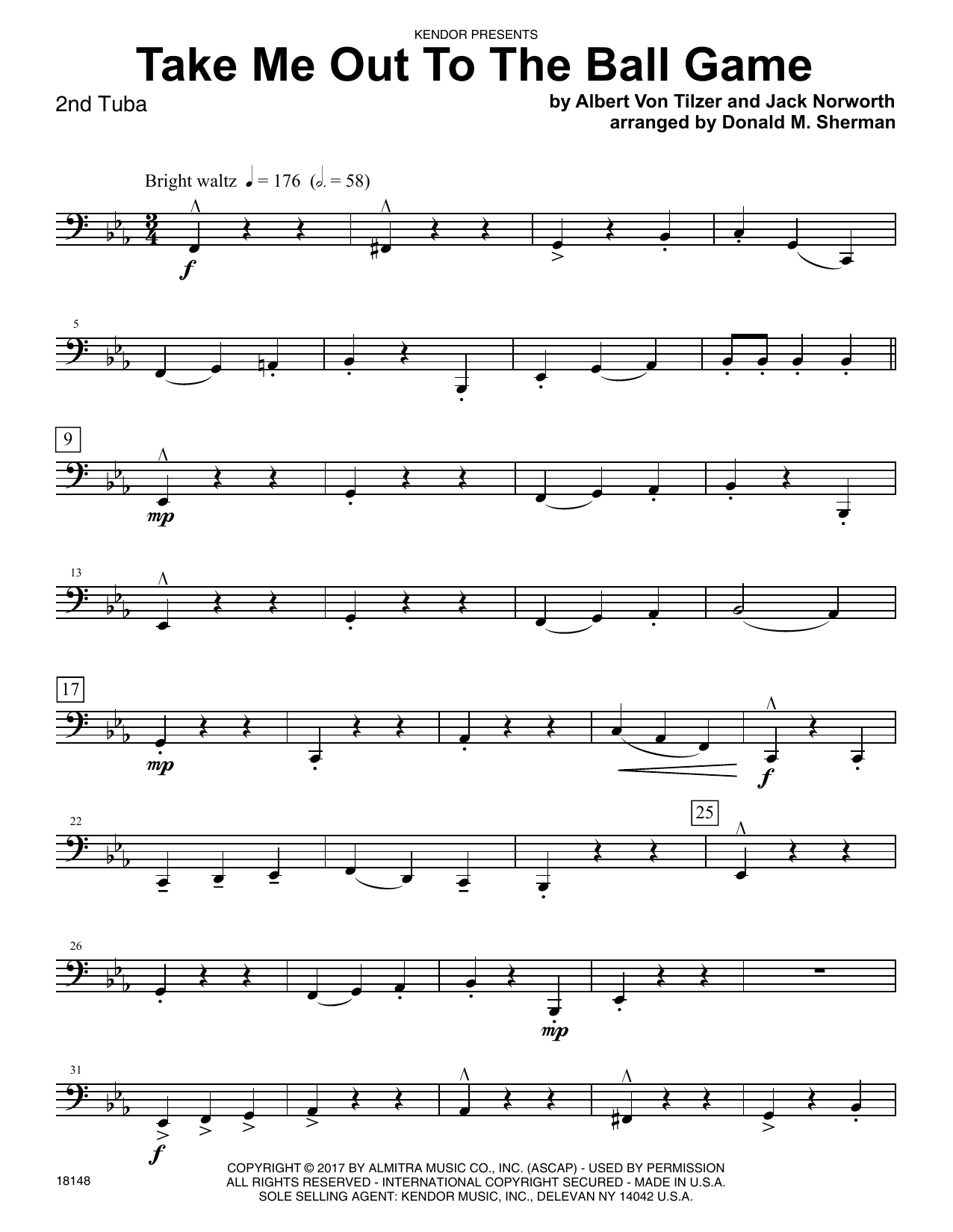 Download Donald M. Sherman Take Me Out To The Ball Game - 2nd Tuba Sheet Music