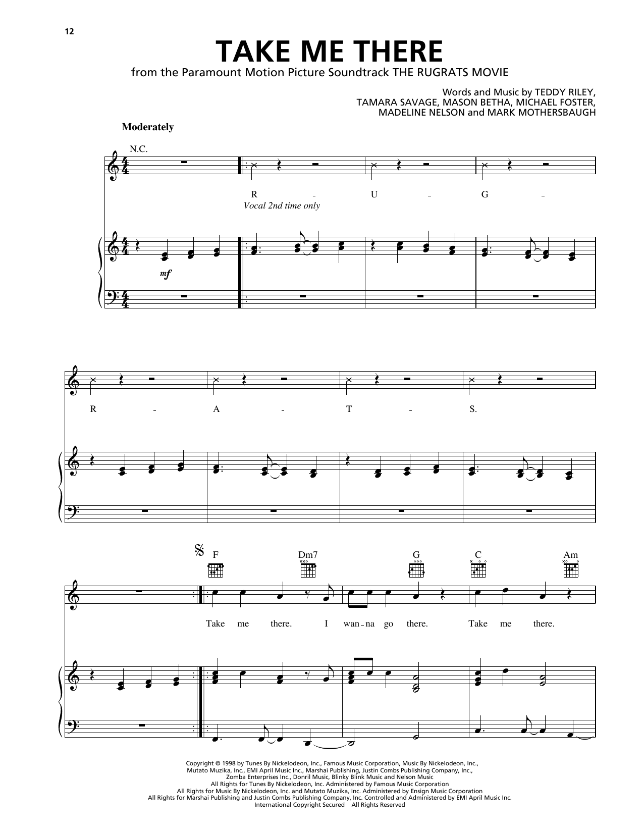 Download Blackstreet & Mya Take Me There (from The Rugrats Movie) Sheet Music