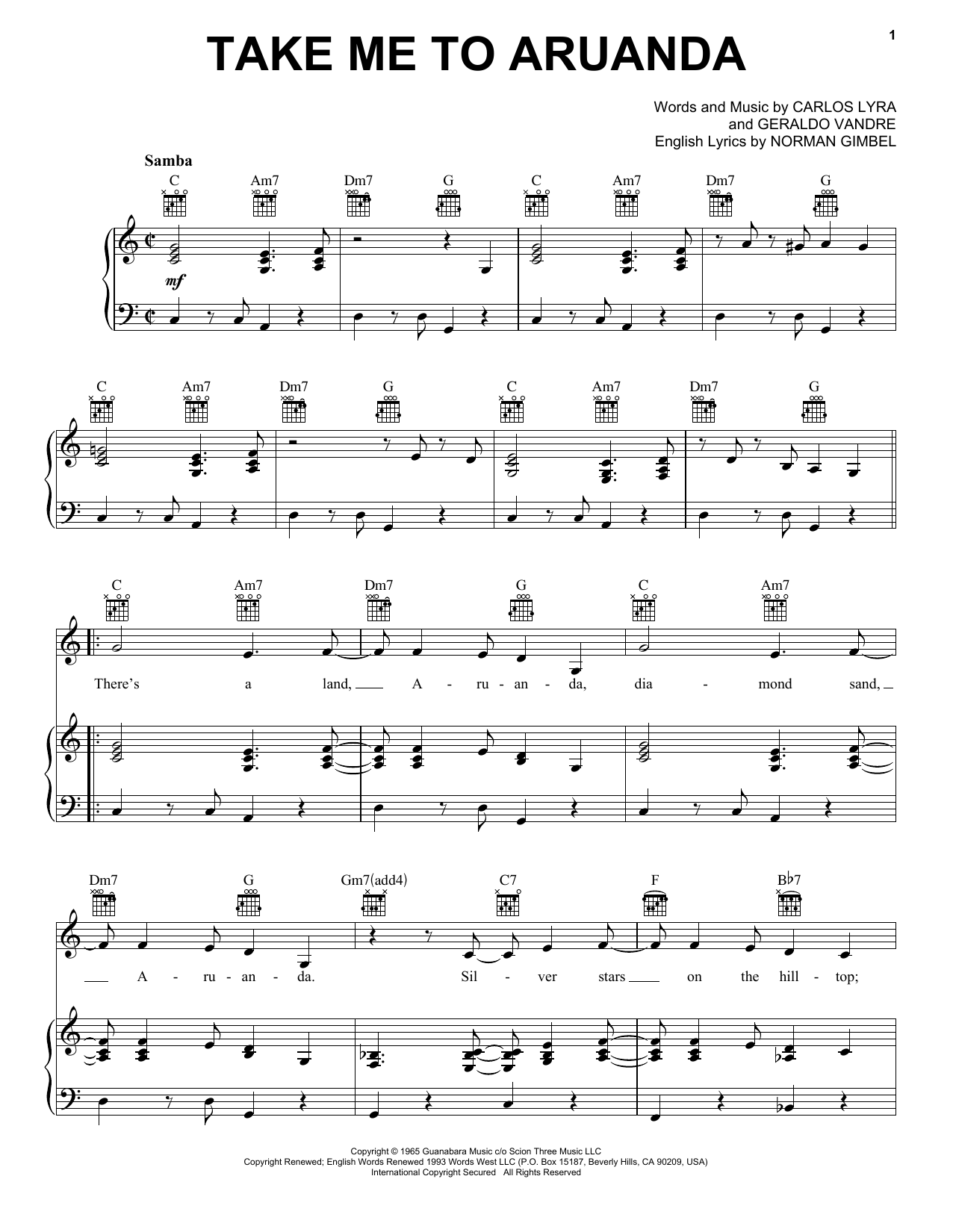 Download Astrud Gilberto Take Me To Aruanda Sheet Music