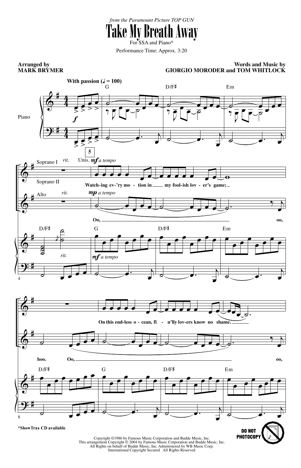 Download Jessica Simpson Take My Breath Away (Love Theme) (from Sheet Music
