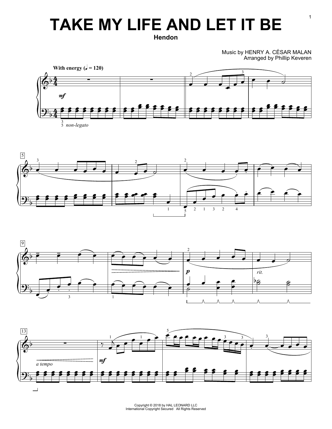 Download Frances R. Havergal Take My Life And Let It Be [Classical v Sheet Music