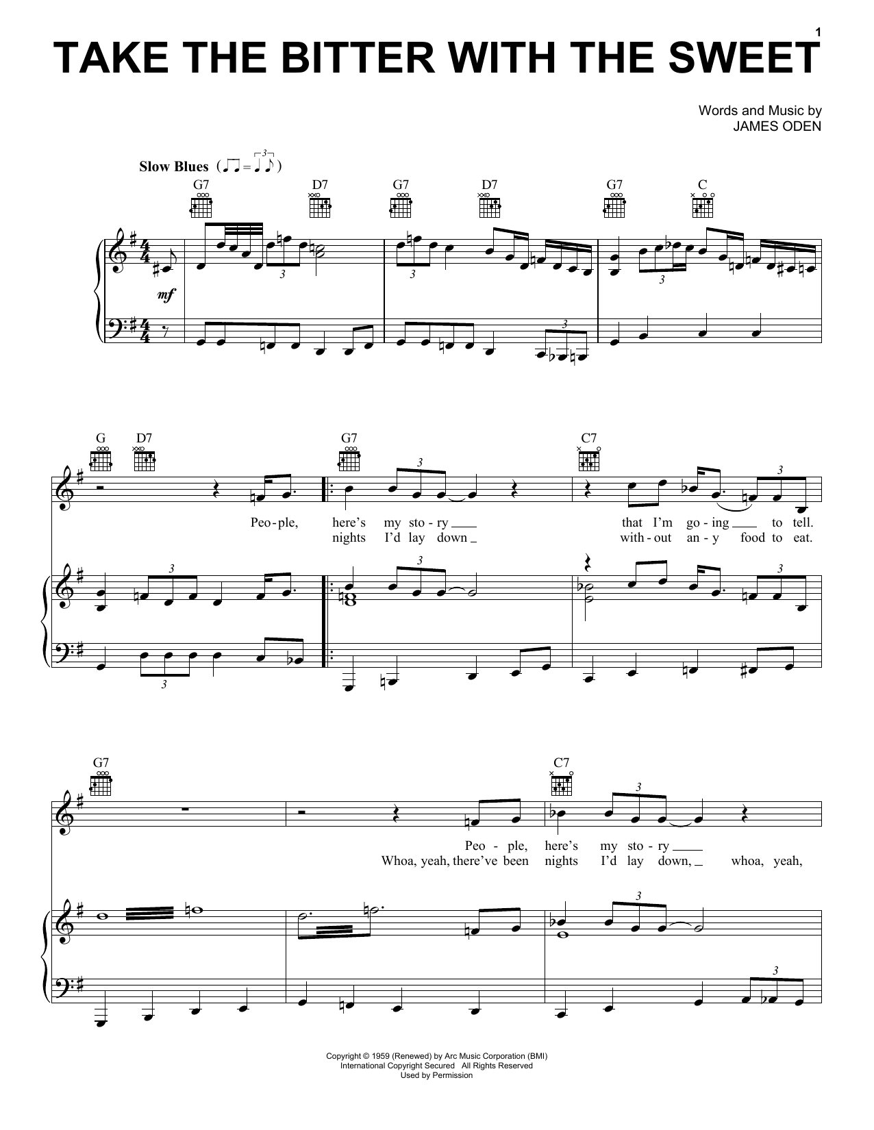 Muddy Waters Take The Bitter With The Sweet sheet music notes printable PDF score