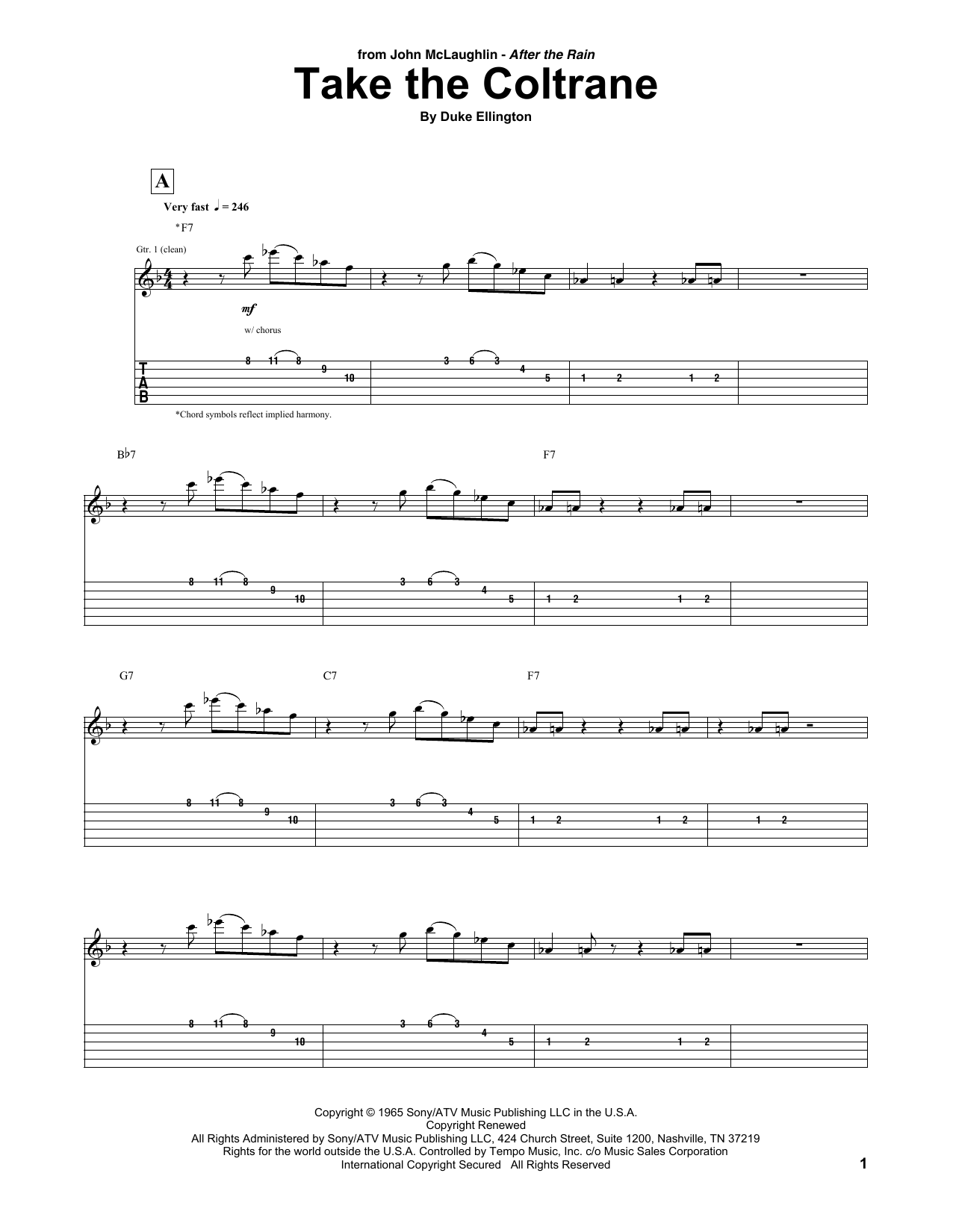 Download John McLaughlin Take The Coltrane Sheet Music