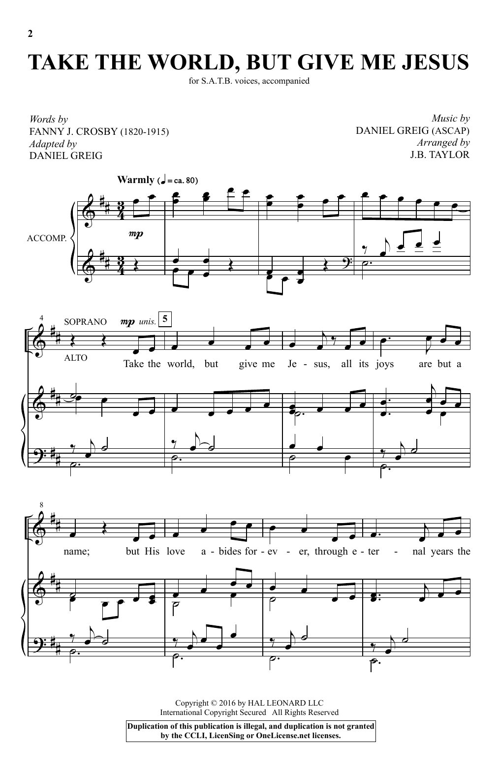 Download Daniel Greig Take The World But Give Me Jesus (arr. Sheet Music