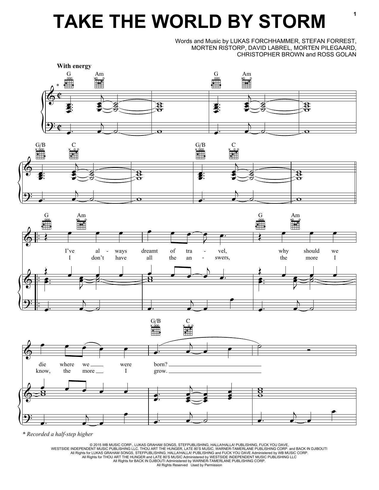 Download Lukas Graham Take The World By Storm Sheet Music