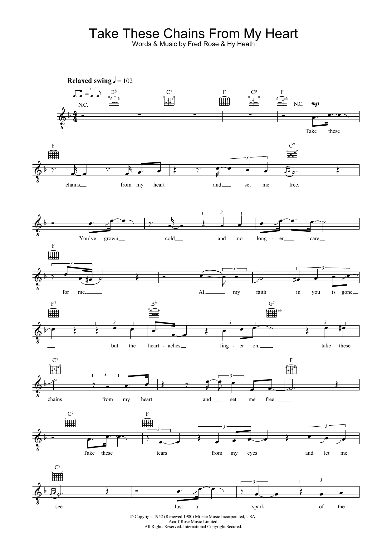 Download Ray Charles Take These Chains From My Heart Sheet Music
