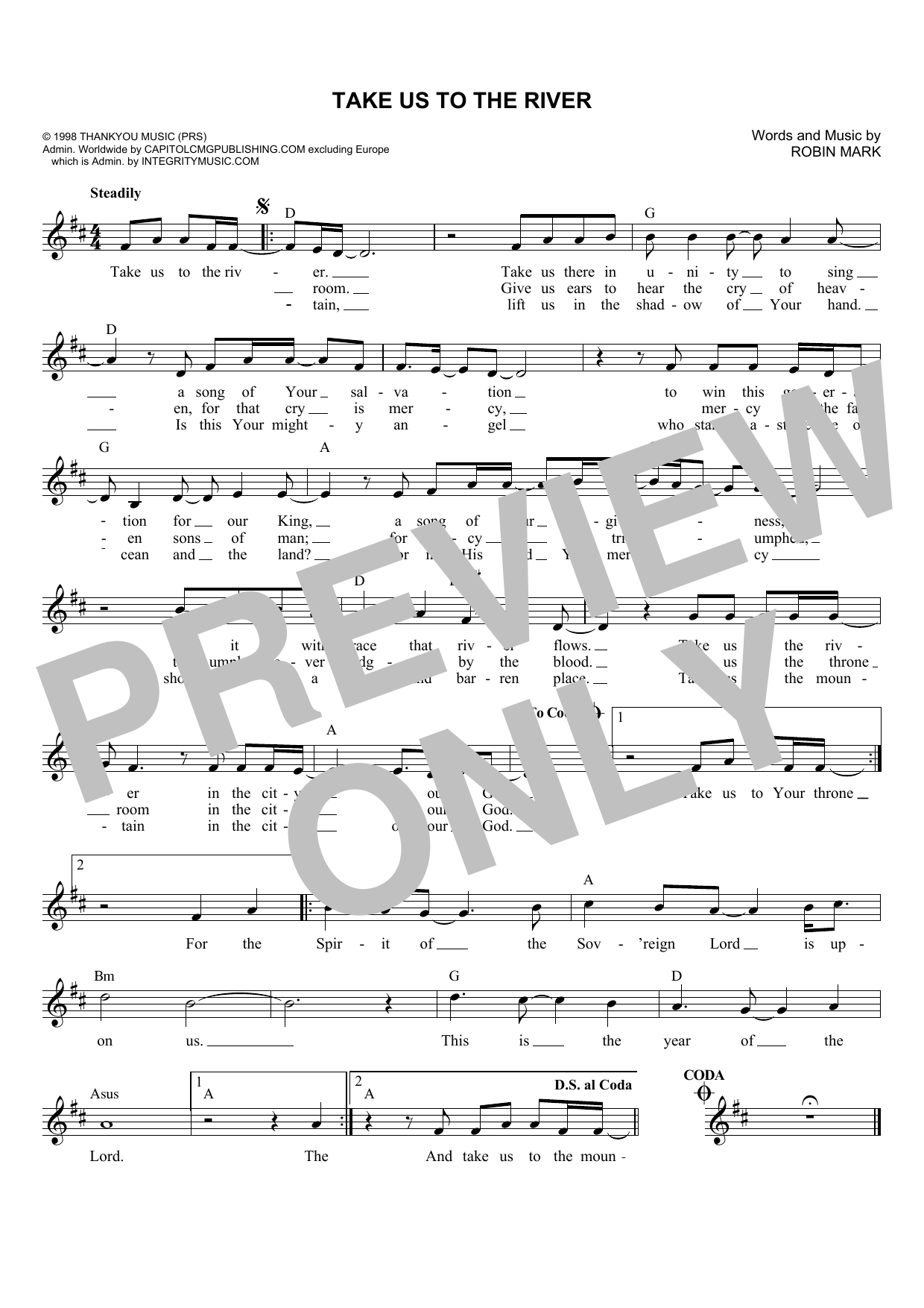Download Robin Mark Take Us To The River Sheet Music