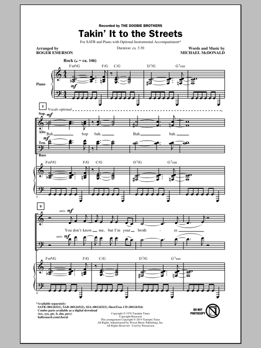 Download Roger Emerson Takin' It To The Streets Sheet Music