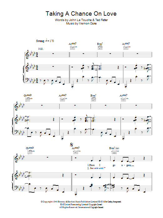 Download Jane Monheit Taking A Chance On Love Sheet Music
