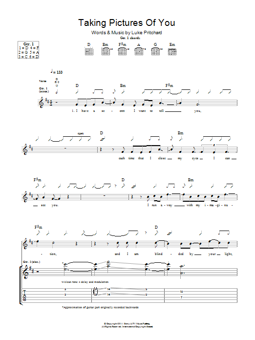 Download The Kooks Taking Pictures Of You Sheet Music