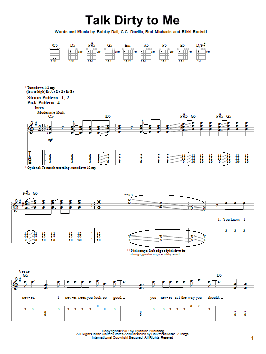 Download Poison Talk Dirty To Me Sheet Music