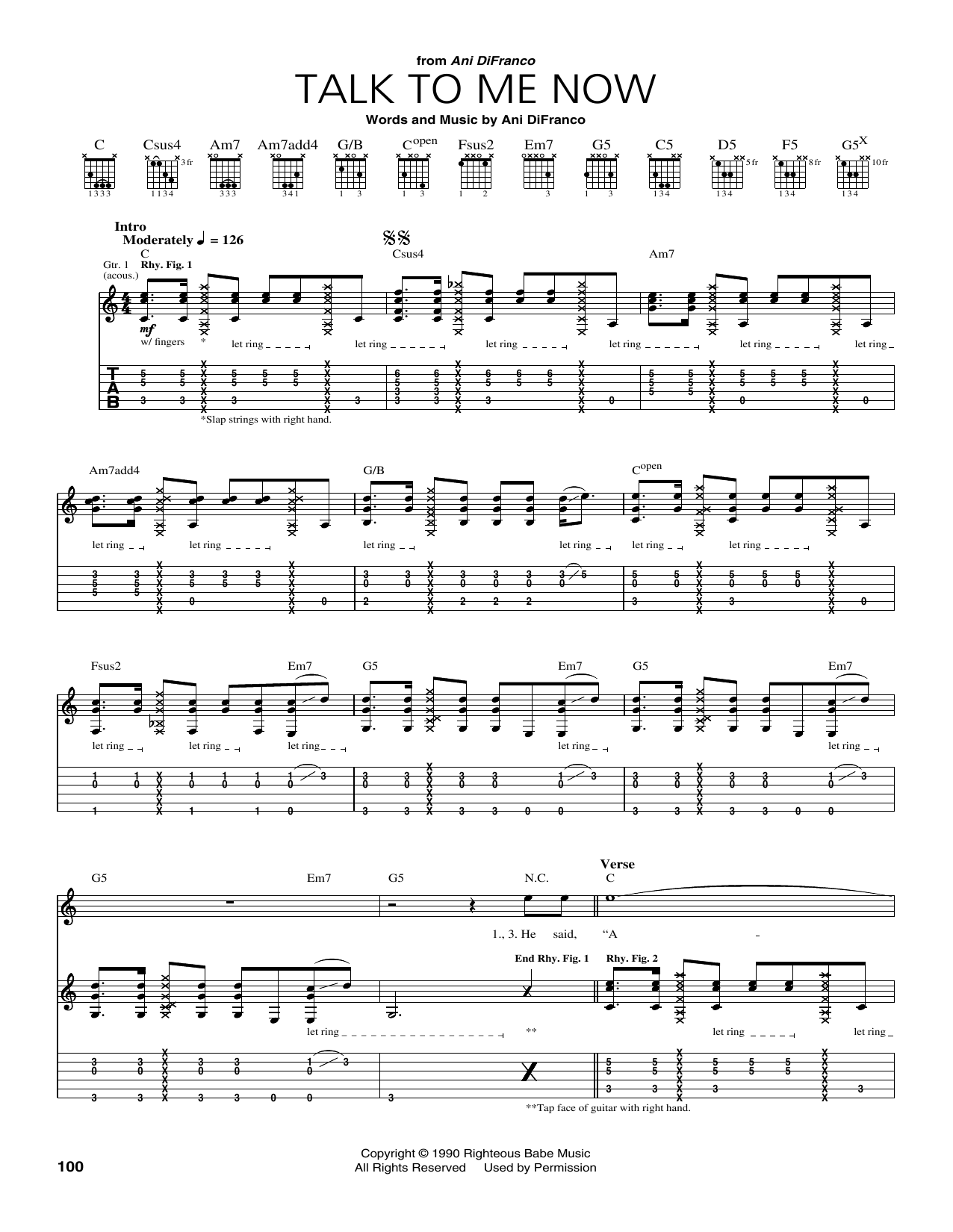 Download Ani DiFranco Talk To Me Now Sheet Music