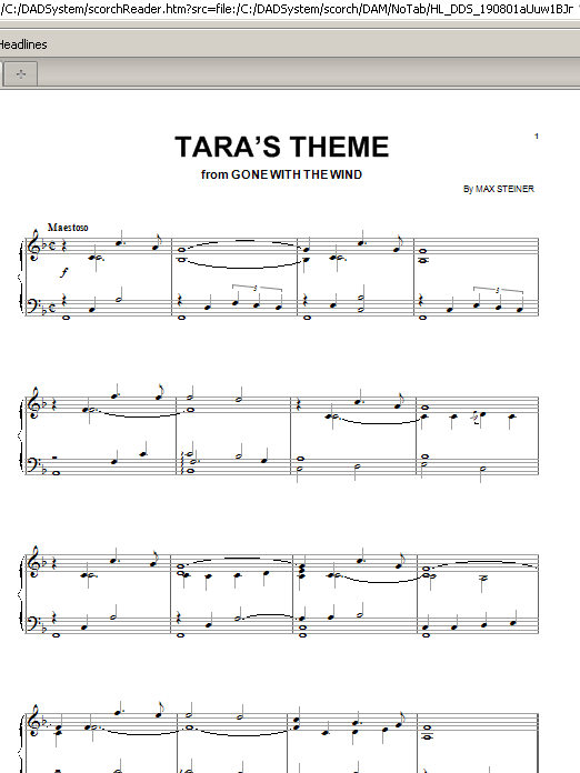 Download Max Steiner Tara's Theme Sheet Music