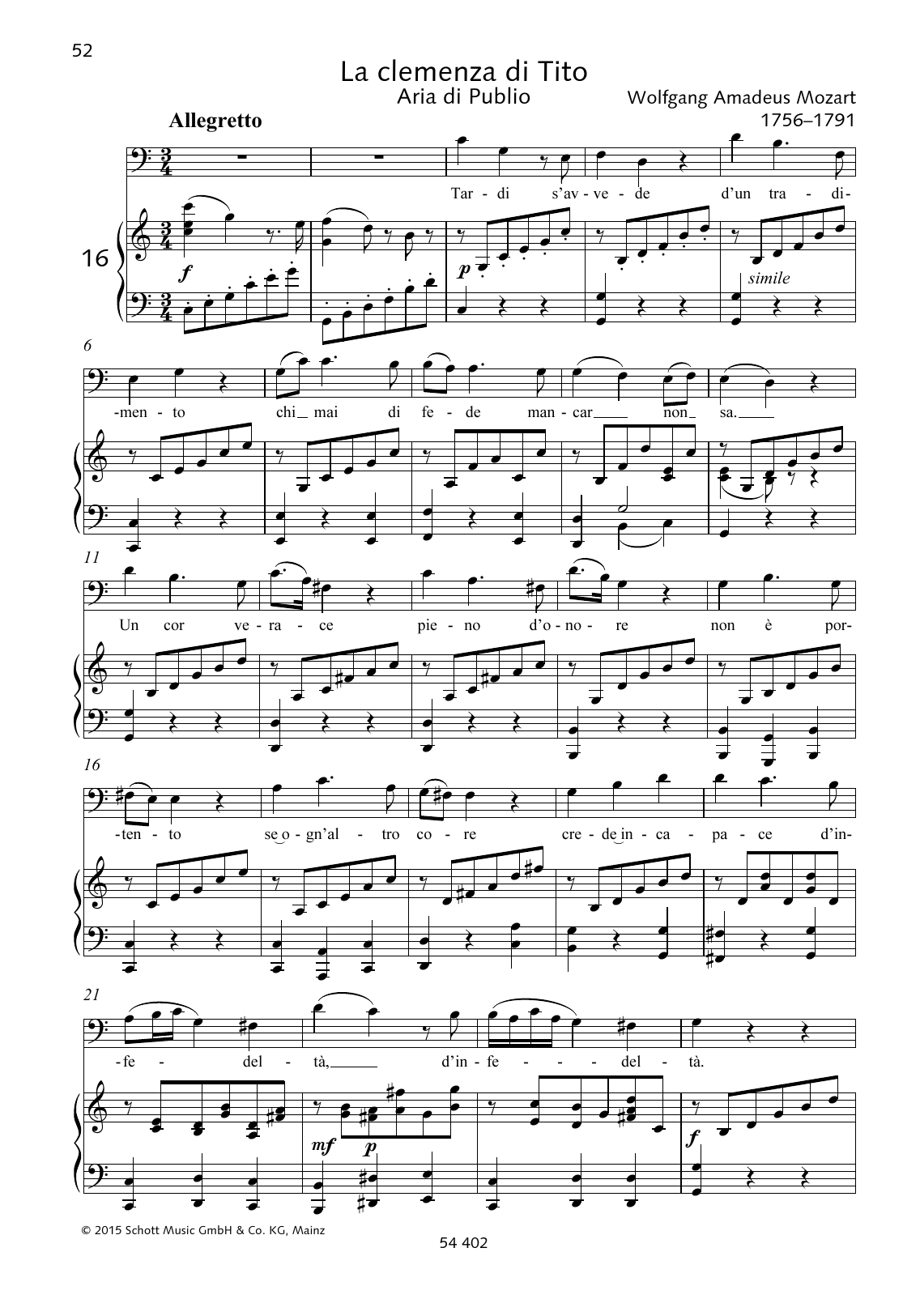 Download Wolfgang Amadeus Mozart Tardi s'avvede d'un tradimento Sheet Music