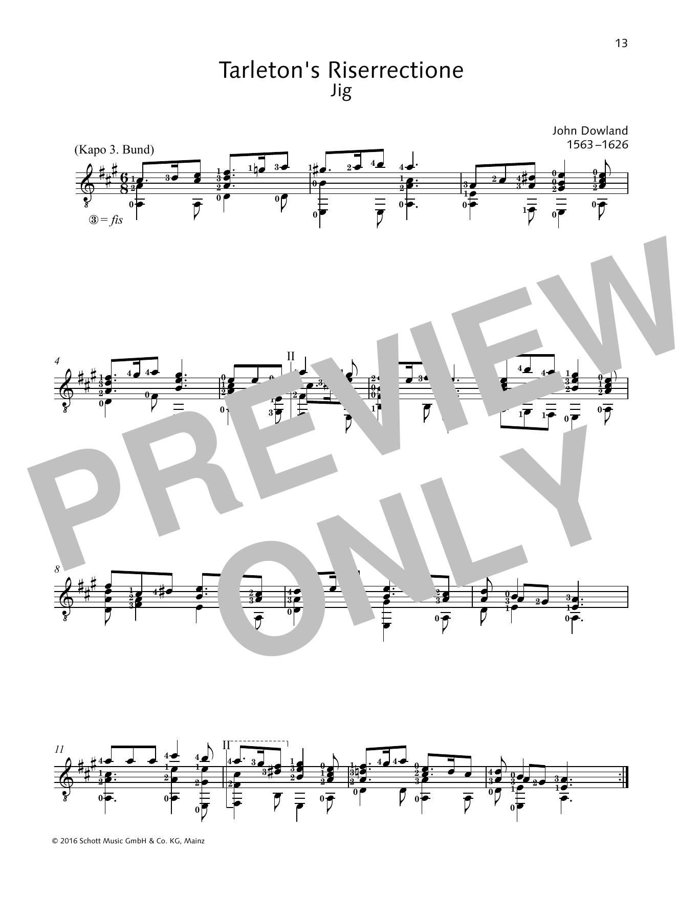 Download John Dowland Tarleton's Riserrectione Sheet Music