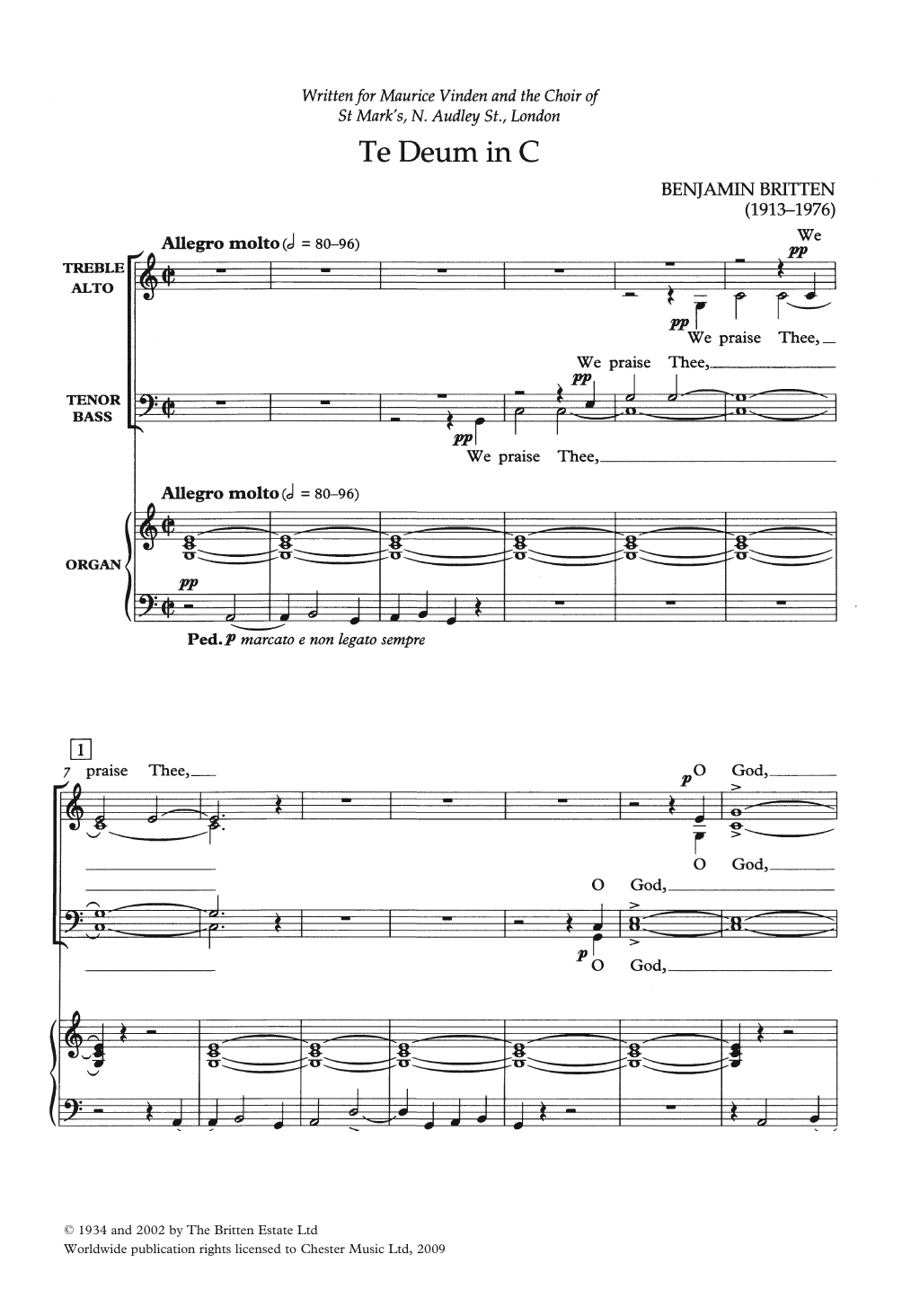 Download Benjamin Britten Te Deum In C Sheet Music