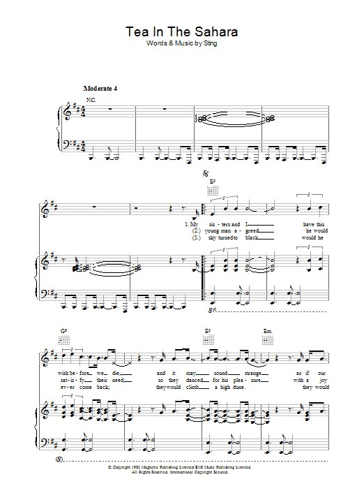 Download The Police Tea In The Sahara Sheet Music