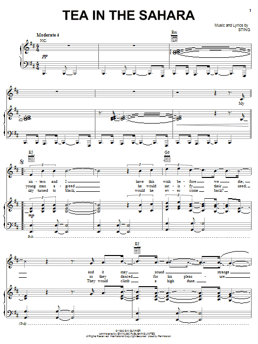 Download The Police Tea In The Sahara Sheet Music